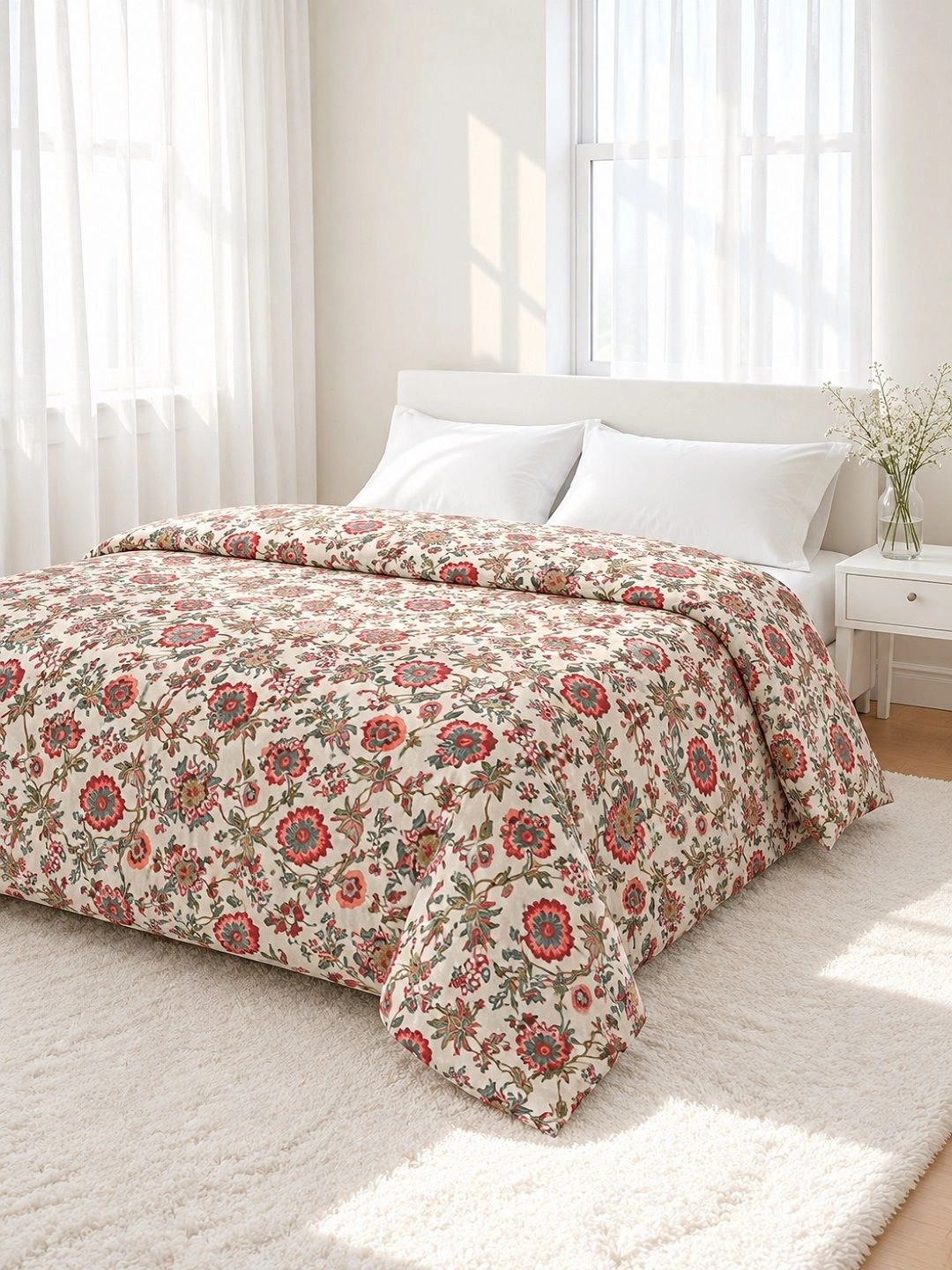 RRC Maroon & Beige Printed Double Duvet Cover- 2.54 m x 2.28 m