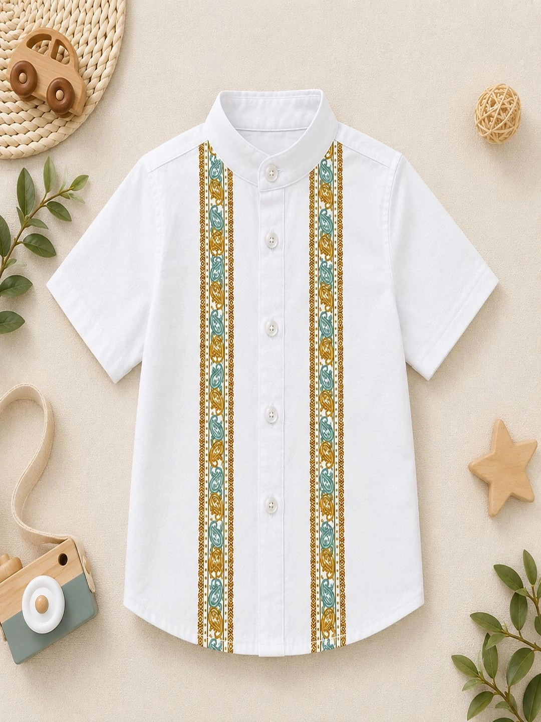 DANGAR Unisex Premium Fit Ethnic Motifs Printed Spread Collar Casual Shirt