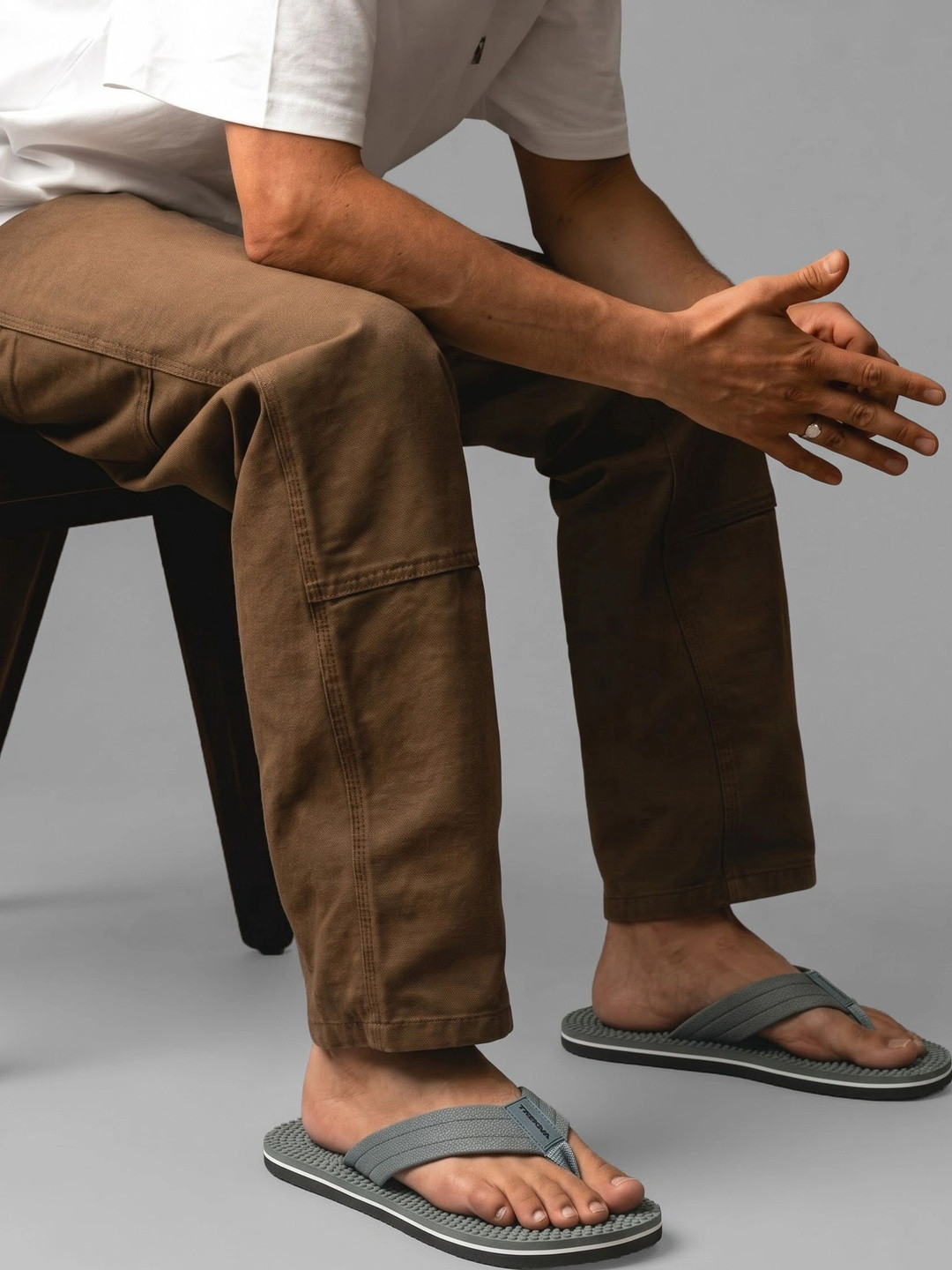 Trekiva Men Grey Fabric Room Slippers