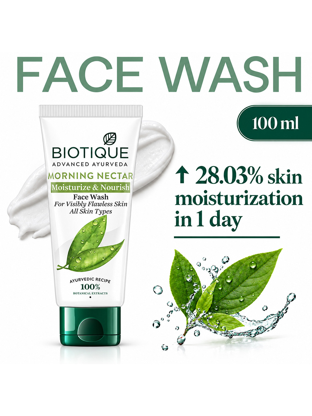 Biotique Morning Nectar Moisturize & Nourish Visibly Flawless Skin Face Wash 100ml