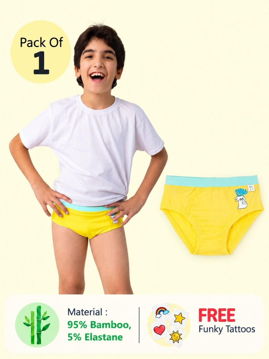 SuperBottoms Boy Supersoft Premium Antimicrobial Mid-Rise Bamboo Briefs