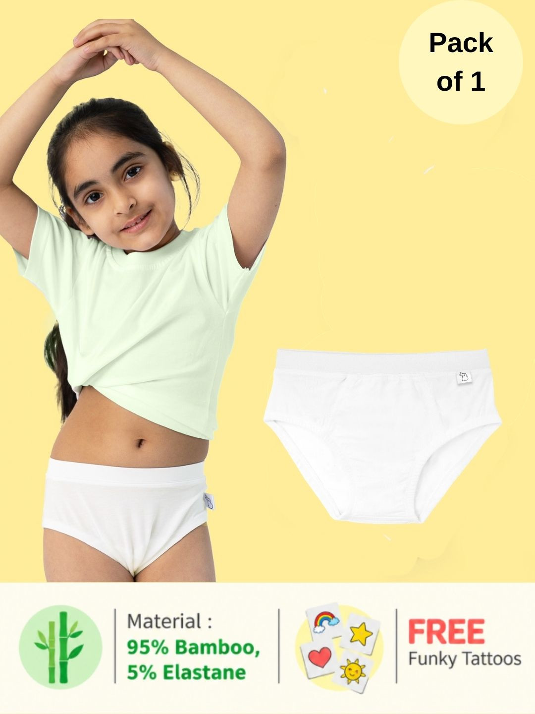 SuperBottoms Girls Supersoft Underwear Basic Briefs