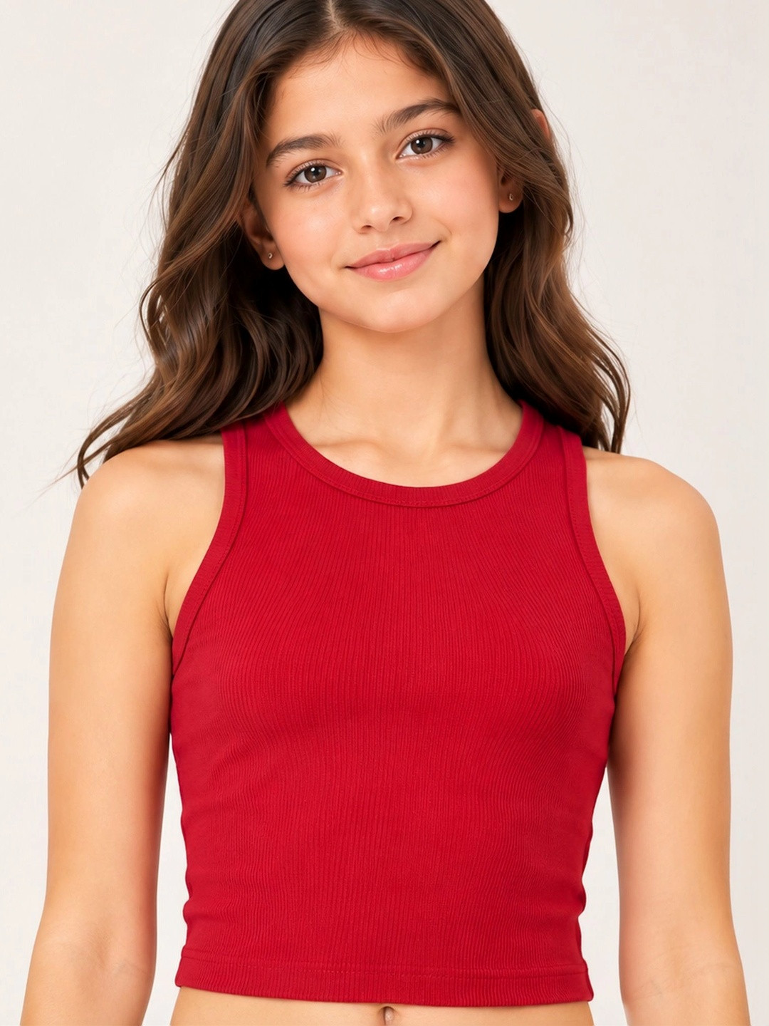 SPUNKIES Women Red Cotton Blend Tank Top