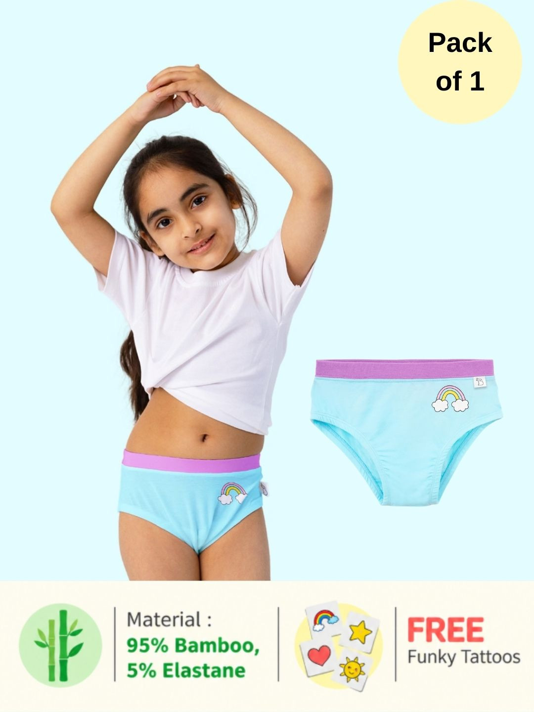 SuperBottoms Girls Printed Mid-Rise Basic Briefs