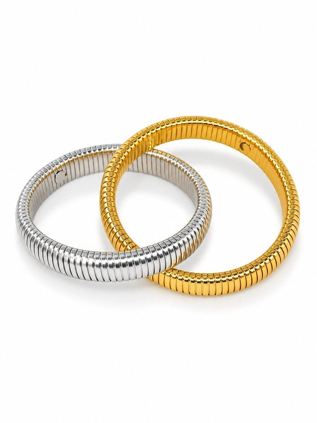 DIVING SWAN Women 18K Thick Gold Plated Zoya Dual Color Criss Cross Bangle Bracelet