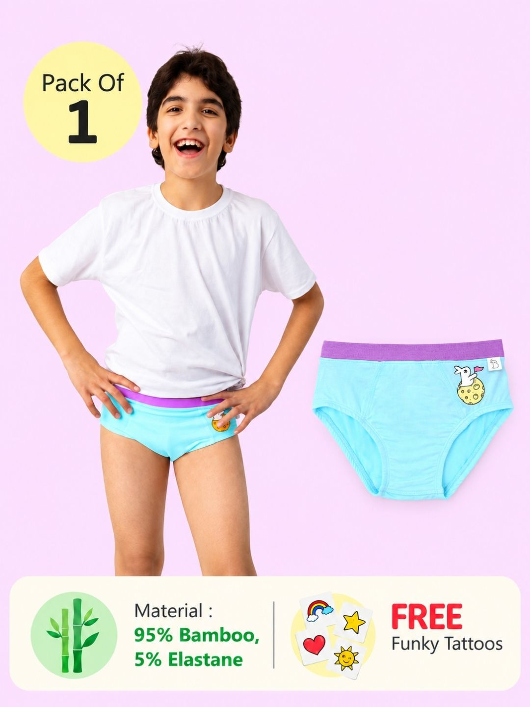 SuperBottoms Twinkle Tushies Boys Printed Bamboo Basic Briefs