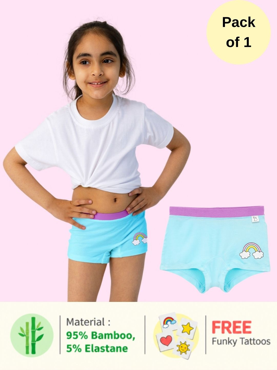 SuperBottoms Girl Boyshorts Unicorn Collection - Sky Snuggles 8-10Y