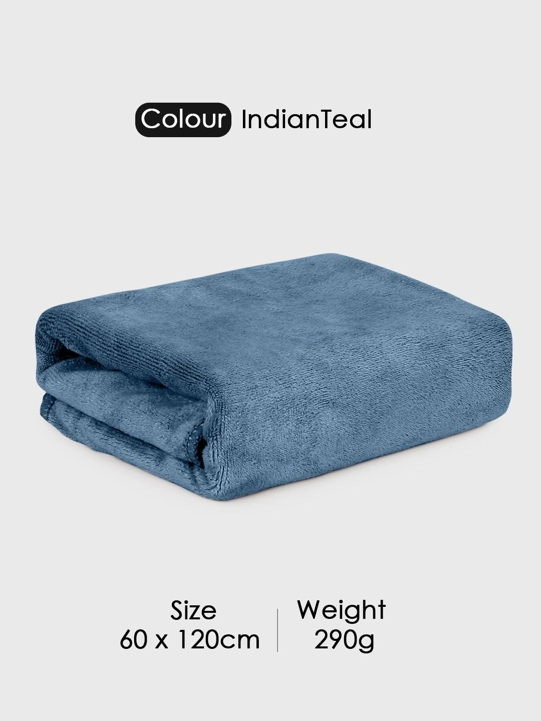 HOUSSE Blue Solid Microfiber 450GSM Super Soft Adult Regular Bath Towel-47x24In