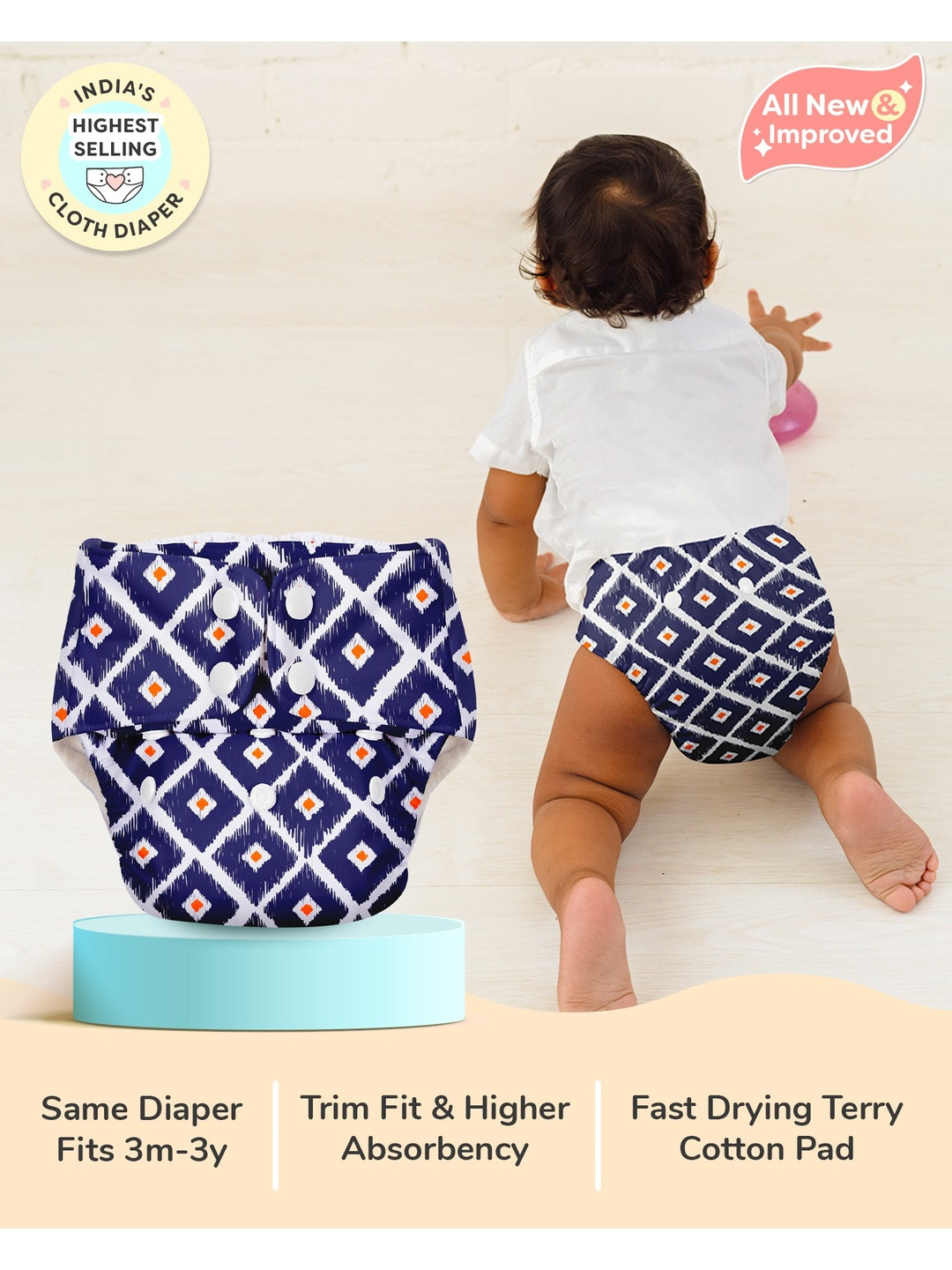 SuperBottoms Basic Cotton Cloth Diapers for Babies Adjustable & Washable