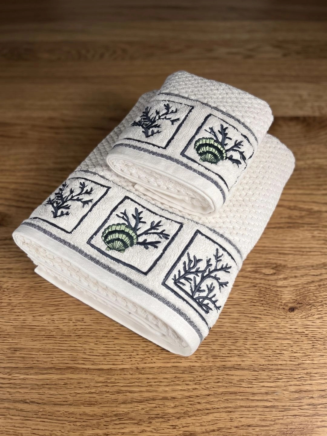 SENSES Blue 2 Pieces Printed Cotton 550 GSM Bath Towels