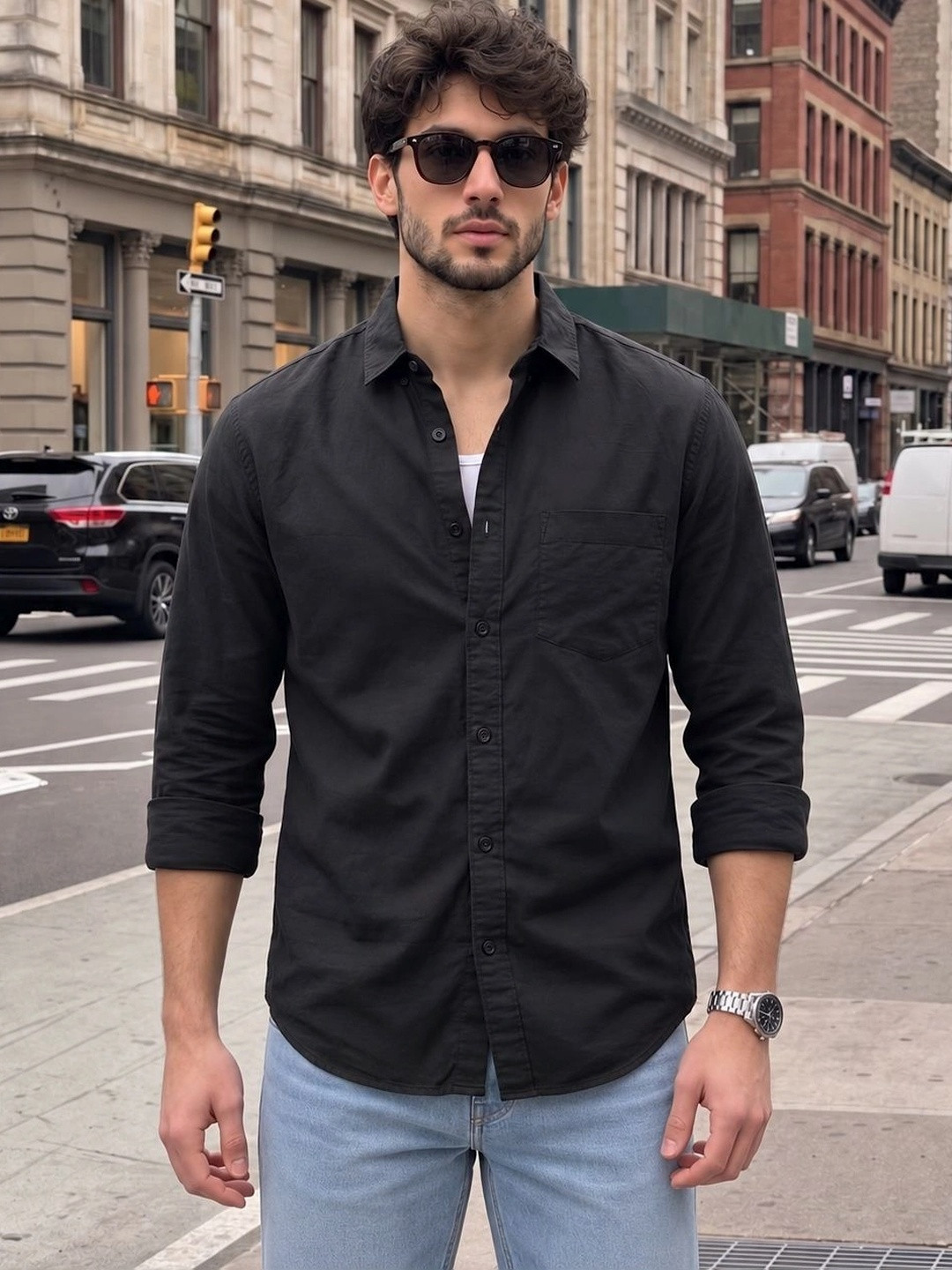 CB-COLEBROOK Spread Collar Cotton Shirt