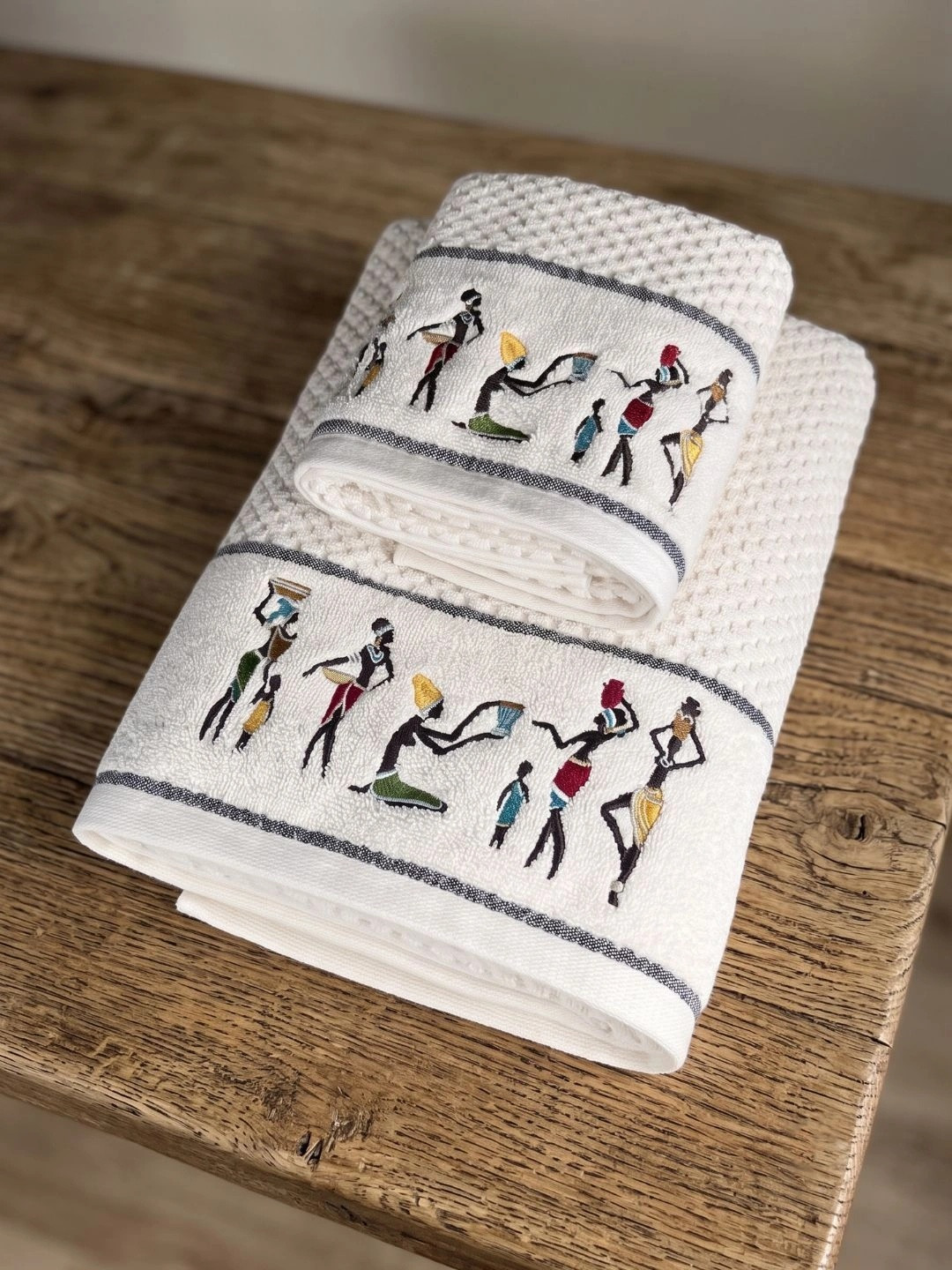 SENSES Blue 2 Pieces Printed Cotton 550 GSM Bath Towel