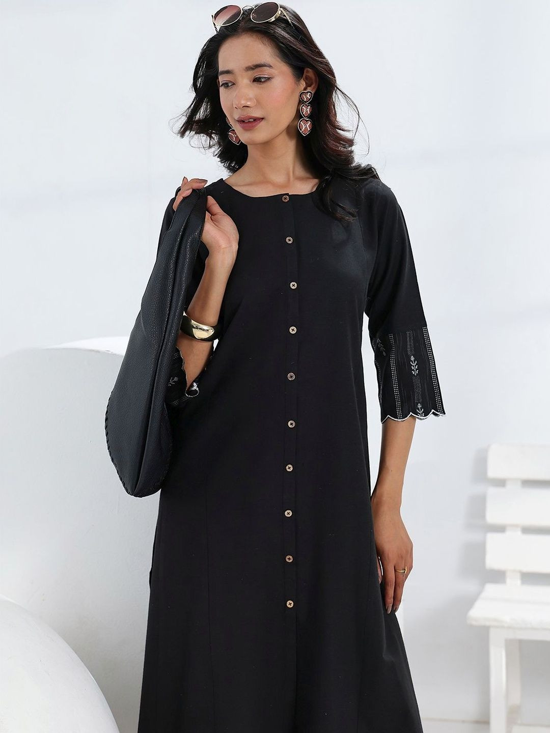 Gerua By Libas Women Black Solid A-Line One Piece Dress