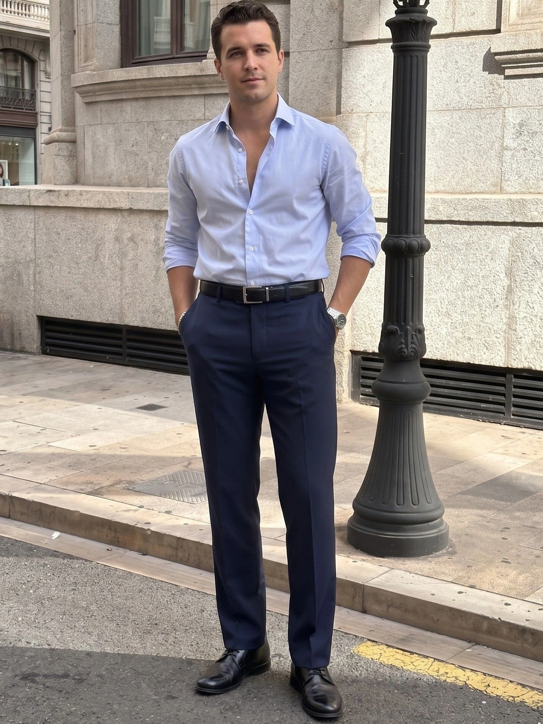 CB-COLEBROOK Men Relaxed Mid-Rise Wrinkle Free Formal Trousers
