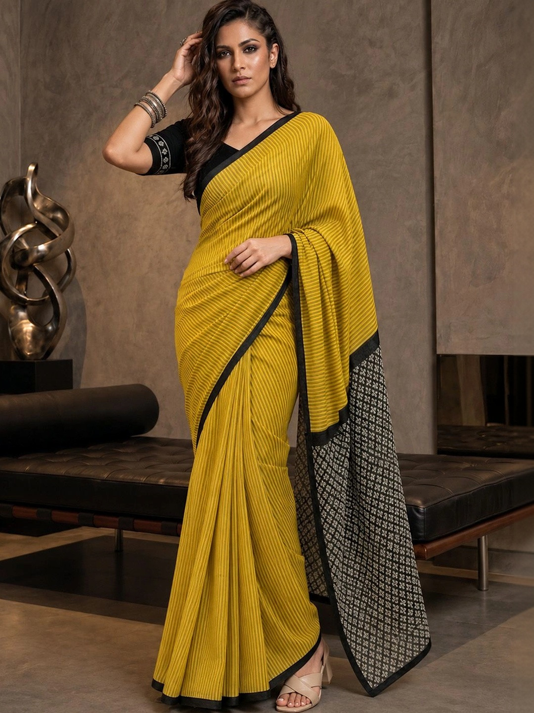 Urban Pallu Striped Pure Cotton Saree