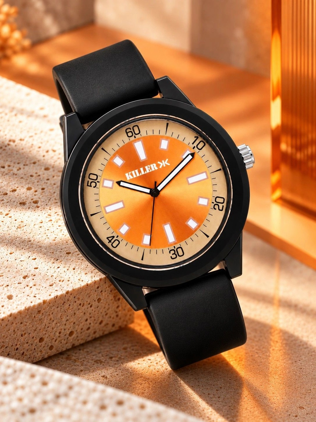 Killer Men Brass Dial & Straps Analogue Watch KLMO50E