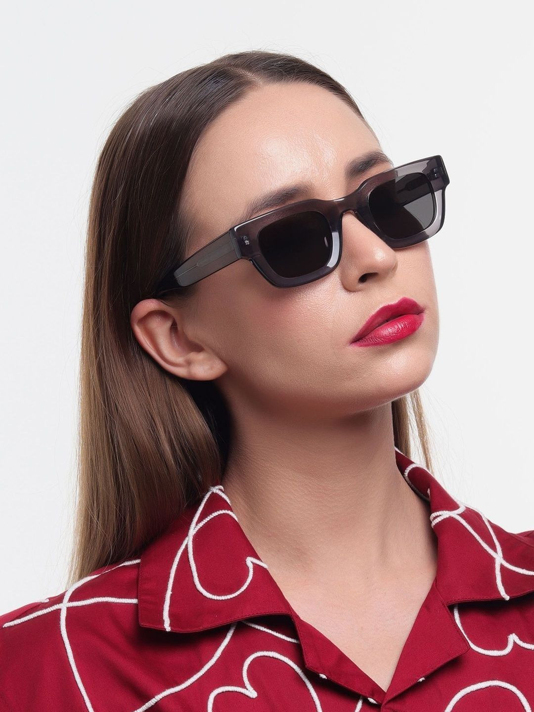 PELLE LUXUR Unisex Rectangle Sunglasses with UV Protected Lens PL25GS370