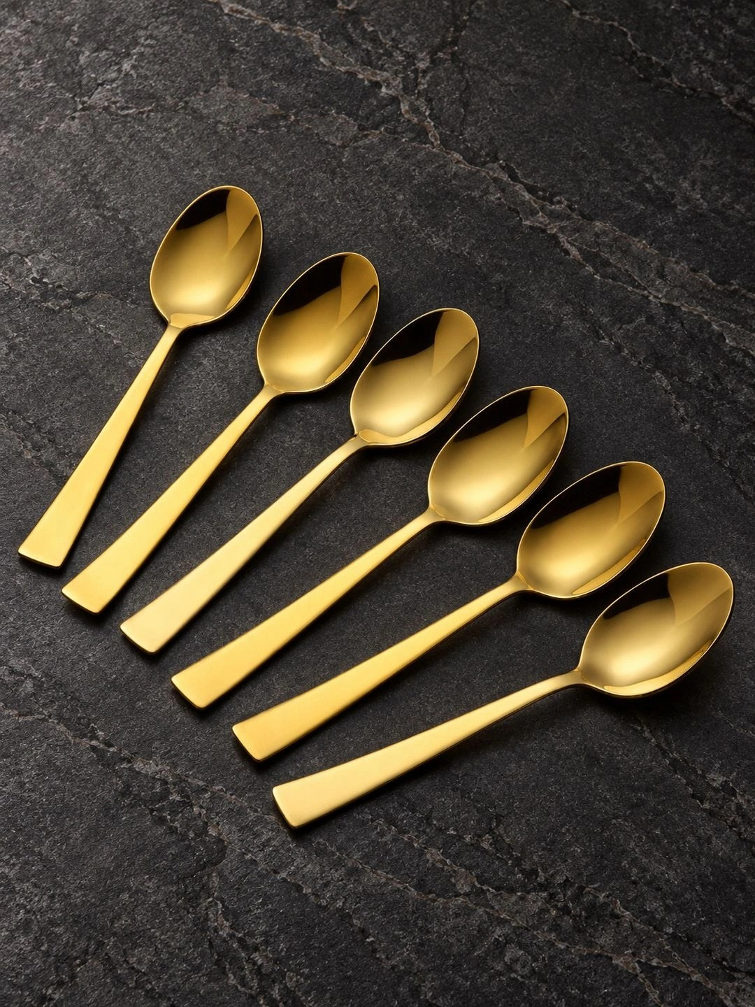 FNS Metallic-Toned 6-Pieces Stainless Steel Dessert Spoons
