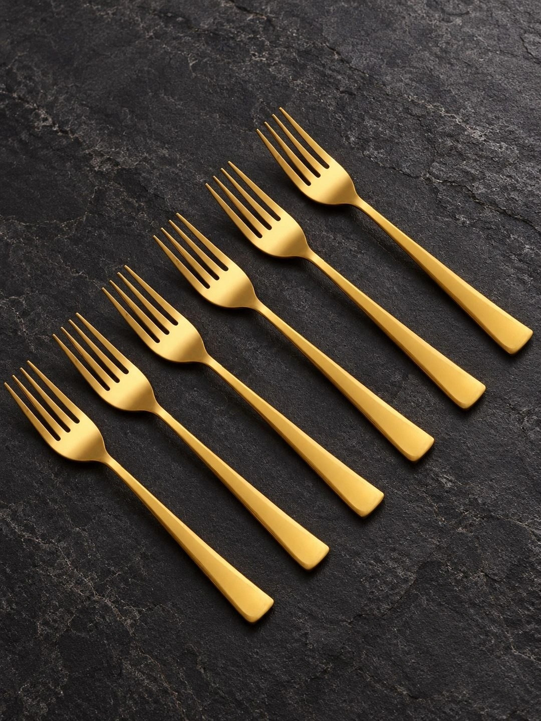 FNS Alexa Gold Toned 6 Pieces Stainless Steel Table Forks
