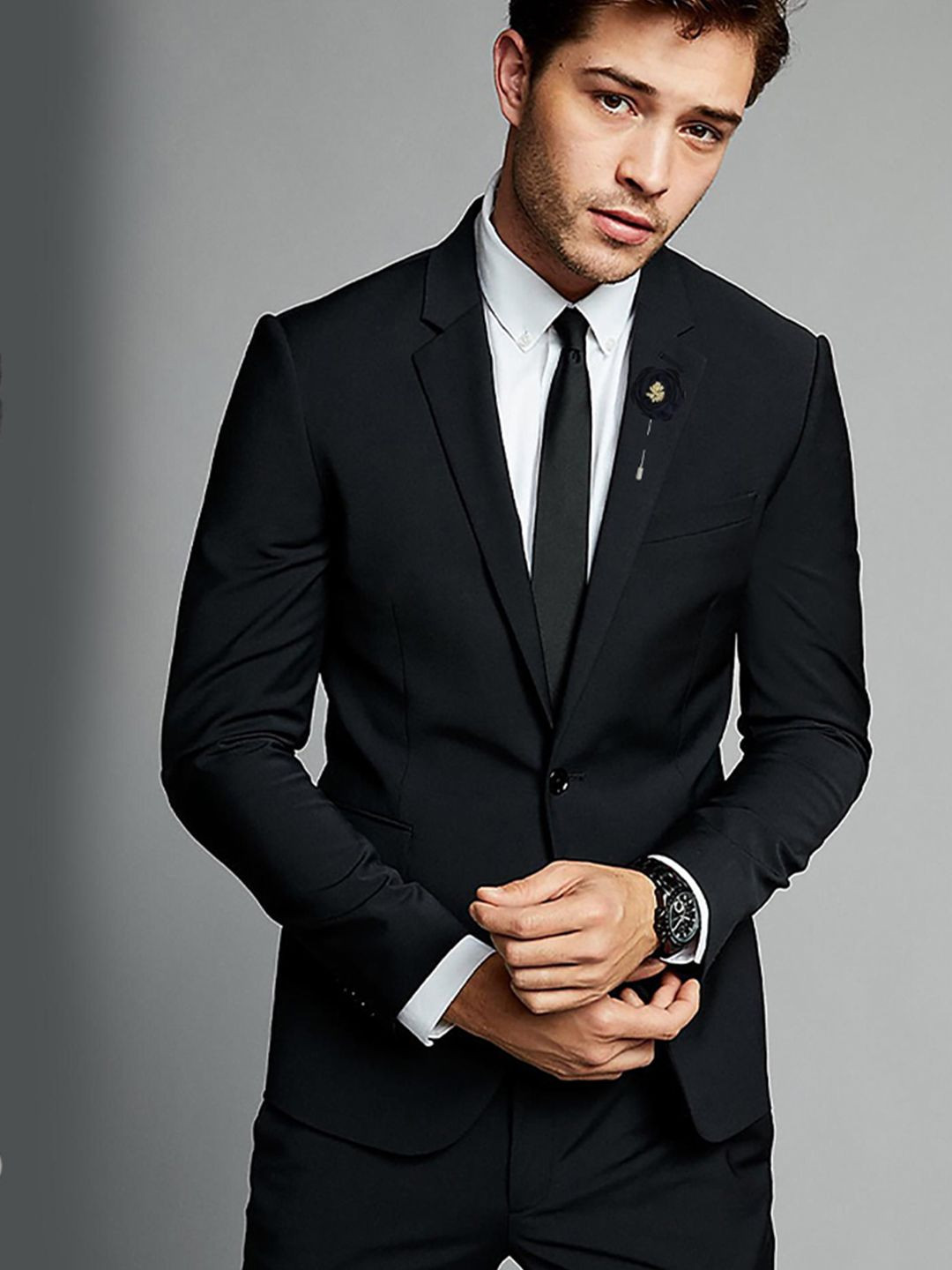 Curren Men Lapel Flower Statement Brooch
