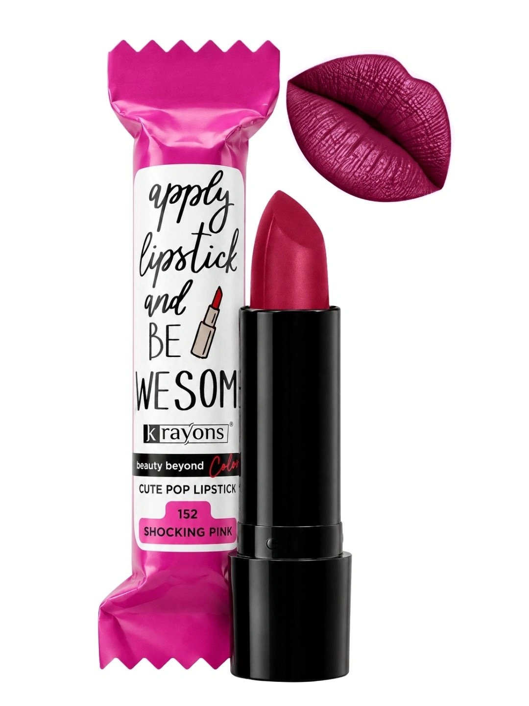 krayons Cute Pop Matte Waterproof Longlasting Lipstick 3.5 gm - Shocking Pink