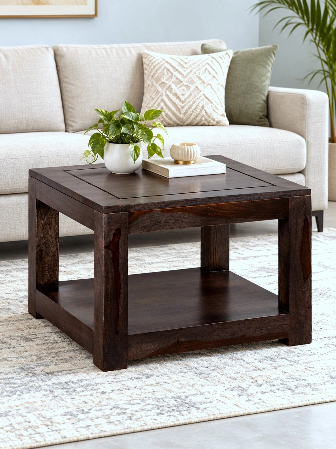 Ikiriya Sheesham Wood Contemporary Coffee Table In Dark Mahagony Finish