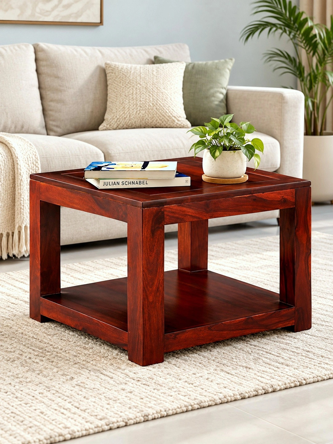 Ikiriya Sheesham Wood Contemporary Coffee Table In Honey Finish