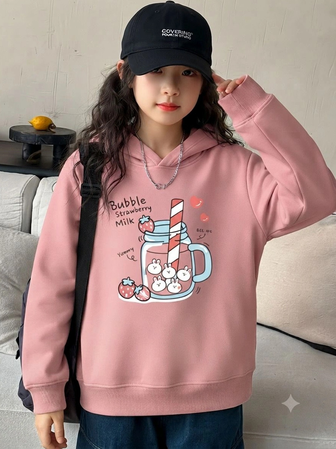 HELLCAT Girls Graphic Printed Long Sleeve Hooded Sweatshirt