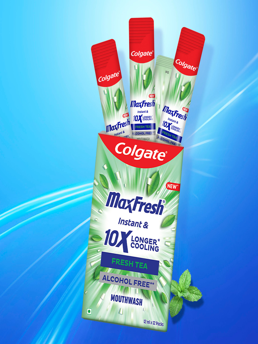 Colgate MaxFresh Antibacterial Mouthwash Sachet Stick for Daily Freshness - 12 x 12 ml