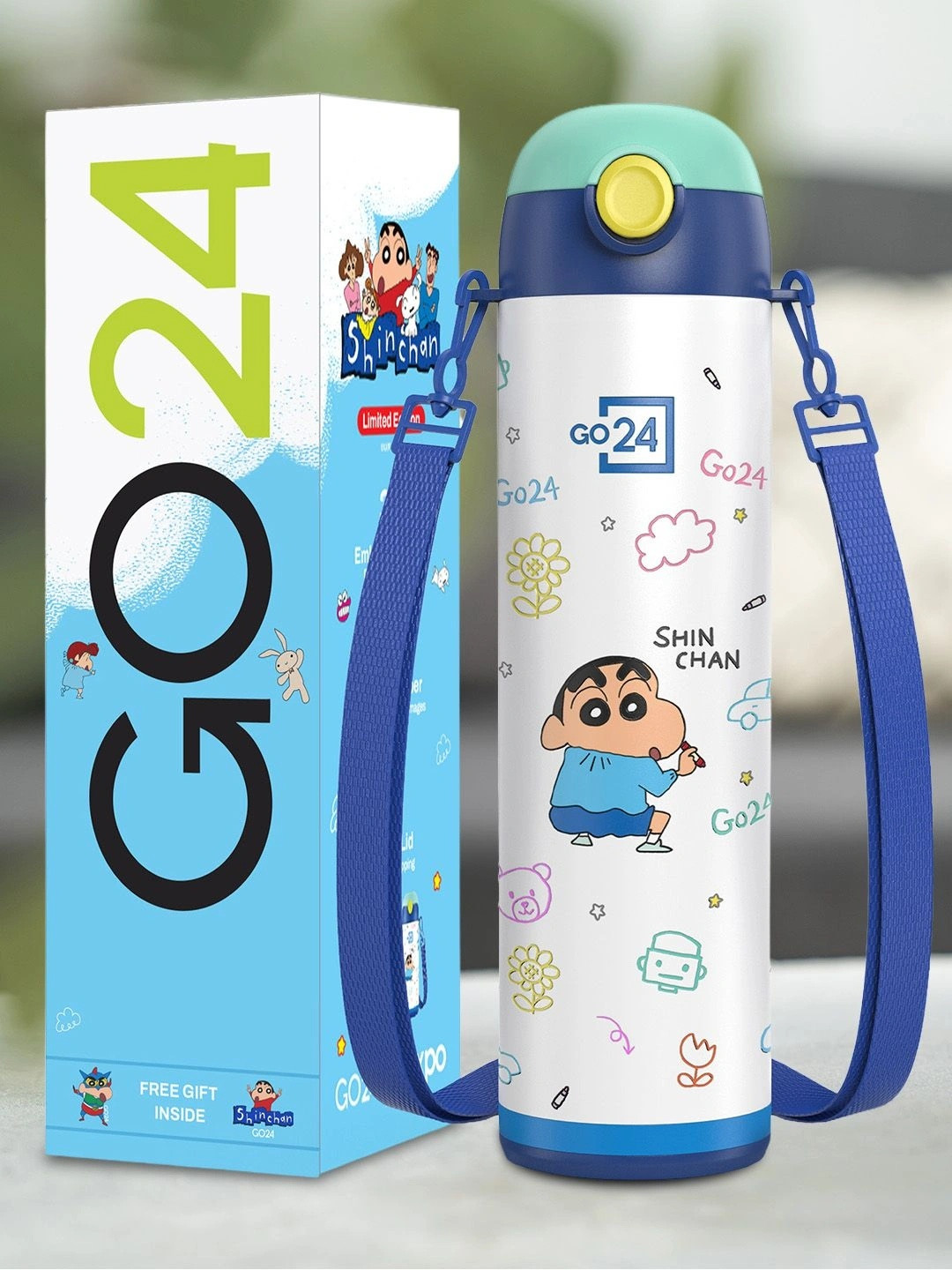 Go24 Kids Go24 Denim Blue Little Artist Crayon Shinchan Hot & Cold Water Bottle 500ml