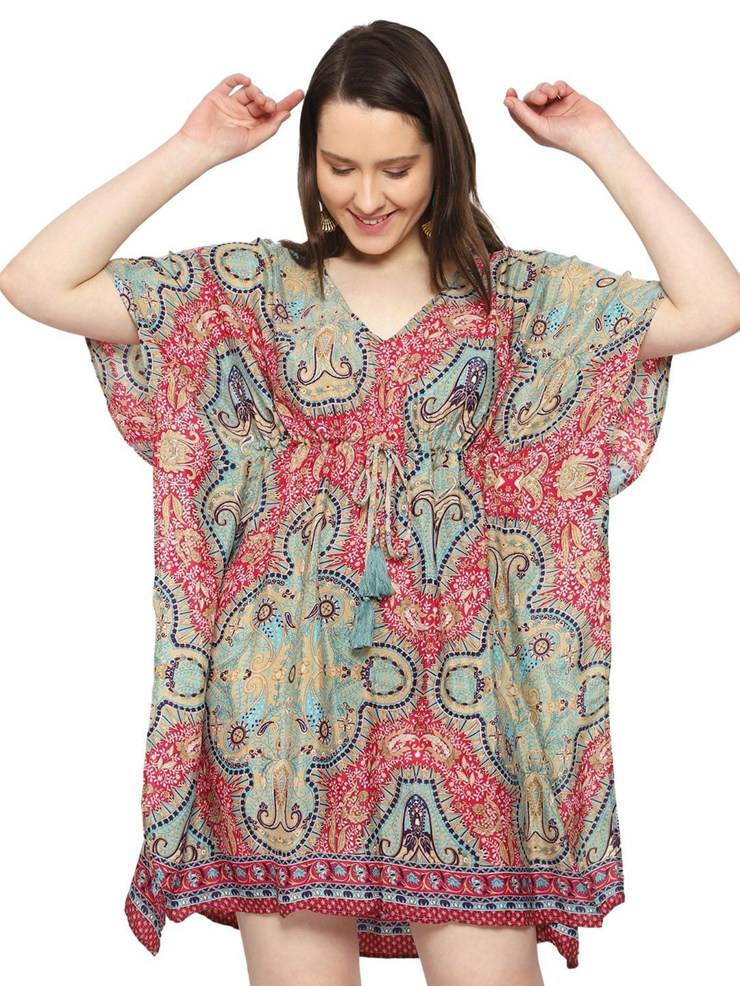 GALE GIRLS Print Batwing Sleeve Kaftan Dress
