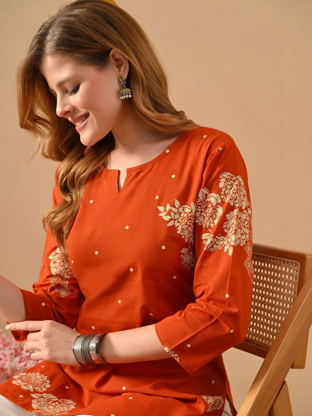 PHYSIL Floral Printed Pure Cotton Kurti