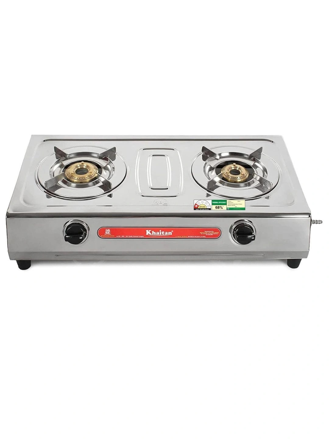 Khaitan White & Red 2 Burners VS2 Smart Manual Gas Stove