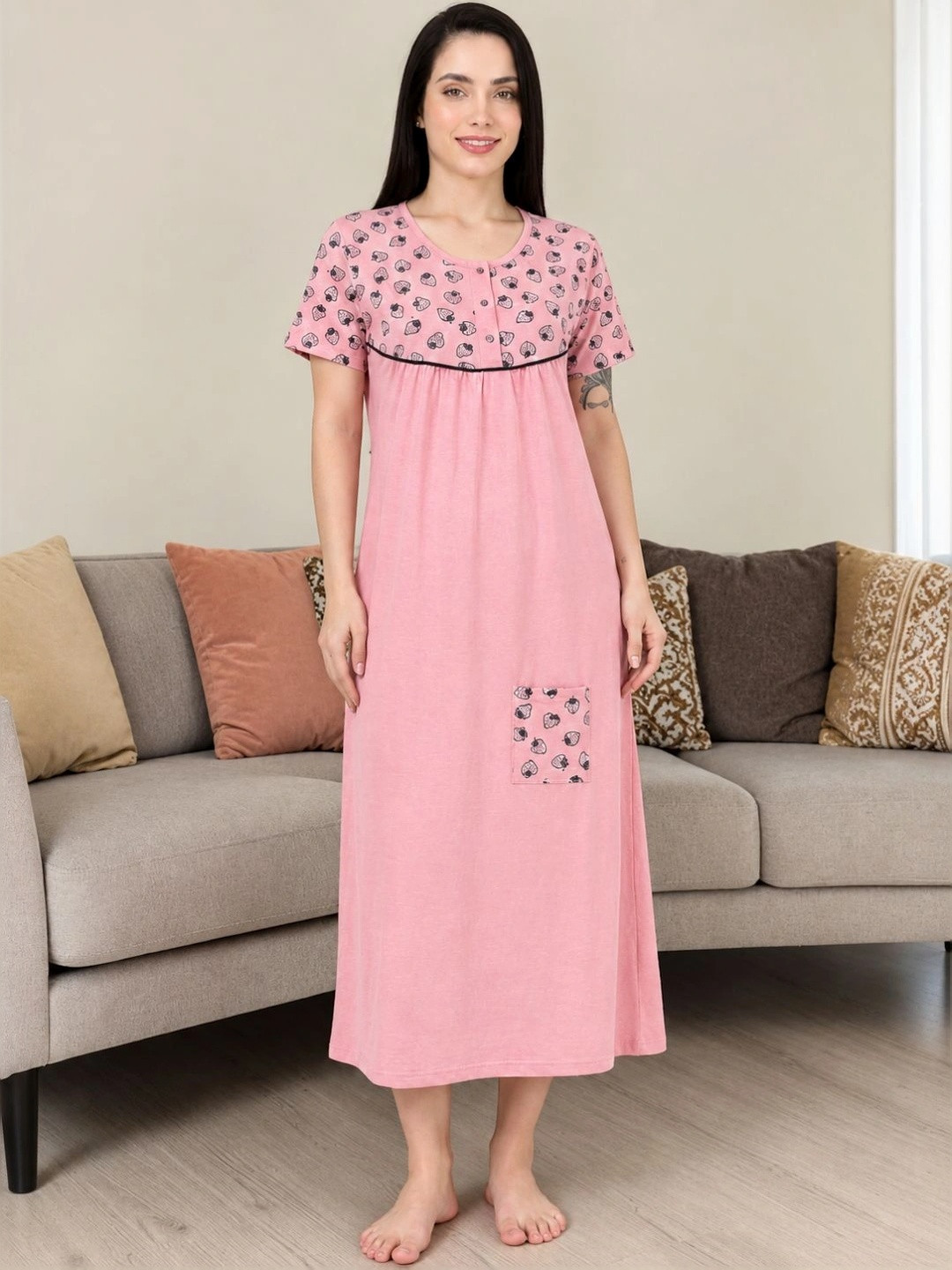 Kryptic Printed Maxi Nightdress