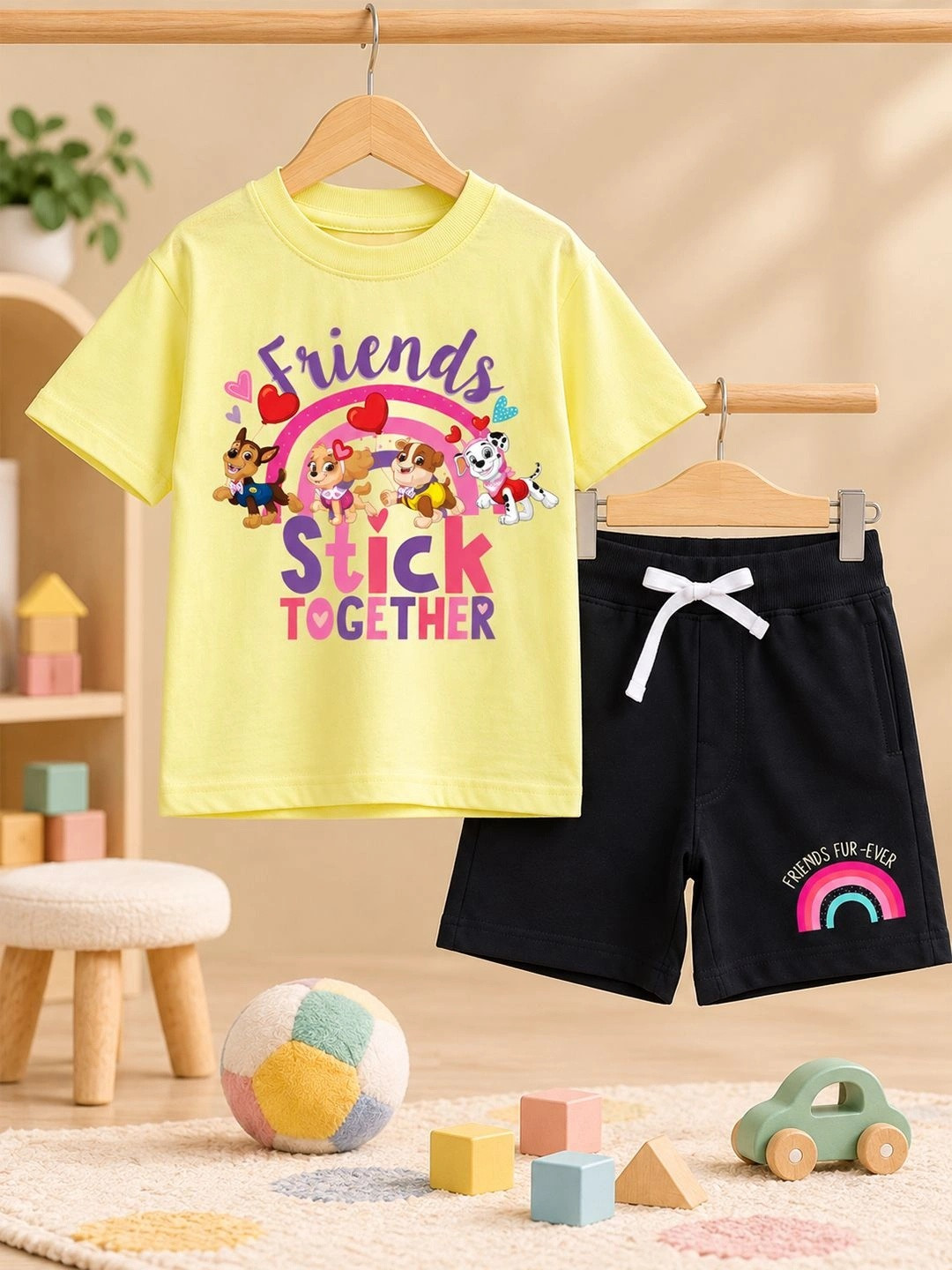 Button Bear Boys Cotton Paw Patrol Printed Short Sleeve T-Shirt & Shorts