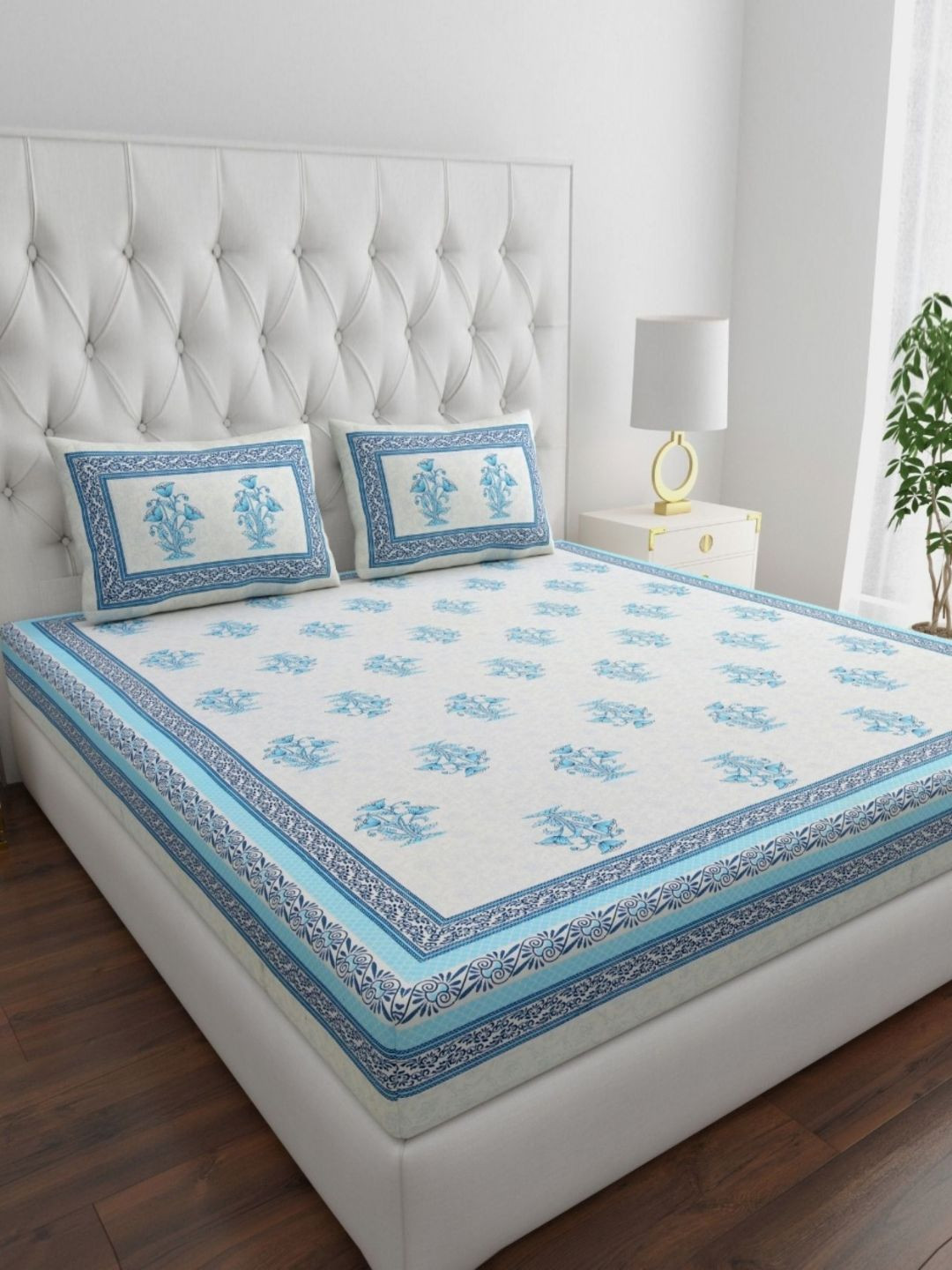 COZYKO Pure Cotton 180TC King Bedsheet with 2 Pillow Covers 90 x 108 inches