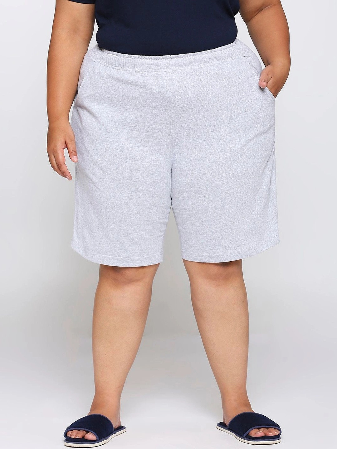 Vaishvik Women's Plus Size Cotton Lounge Shorts with Elastic Waistband