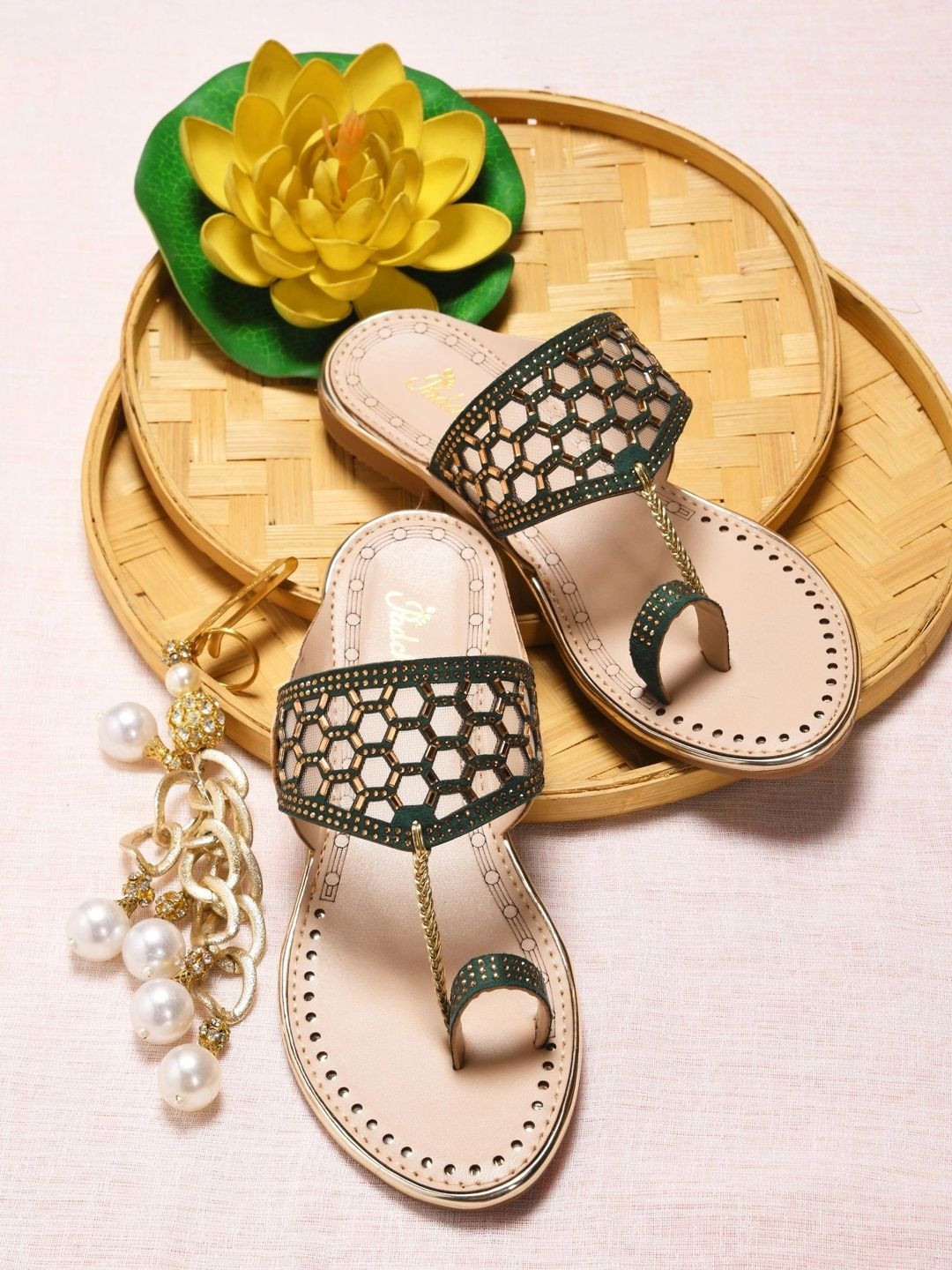 Padchin Women Embellished One Toe Flats