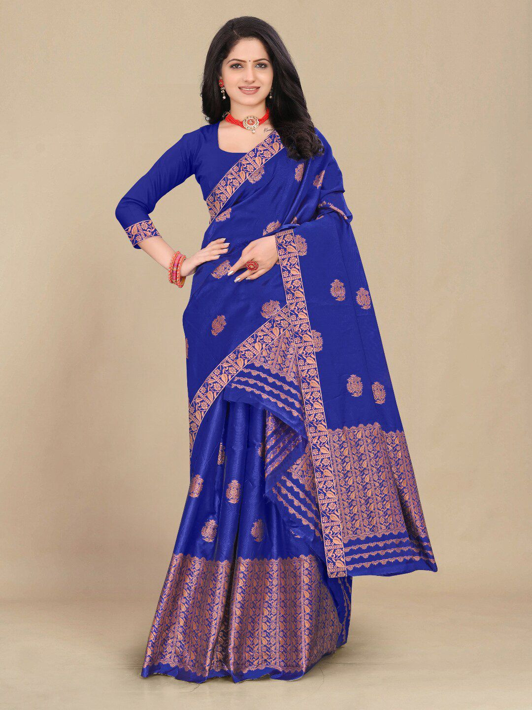 KAMDAR Jacquard Woven Mix Poly Pat Silk Assamese Mekhela Chador