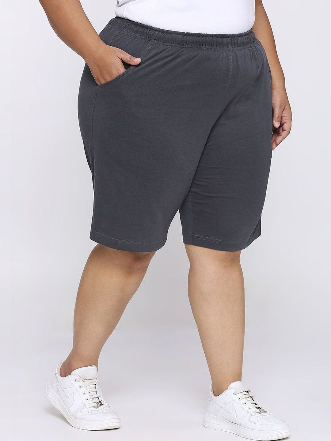 Vaishvik Women's Plus Size Cotton Lounge Shorts with Elastic Waistband