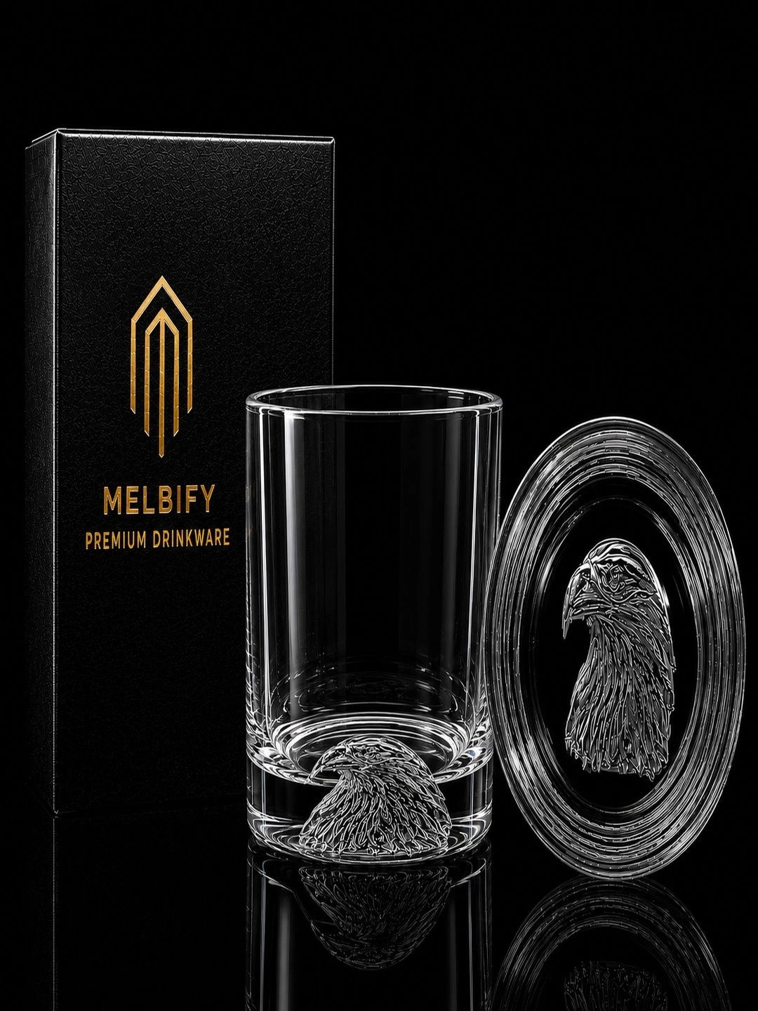 MELBIFY Eagle 2 Pieces Transparent Eagle Whiskey Glass 300 ml
