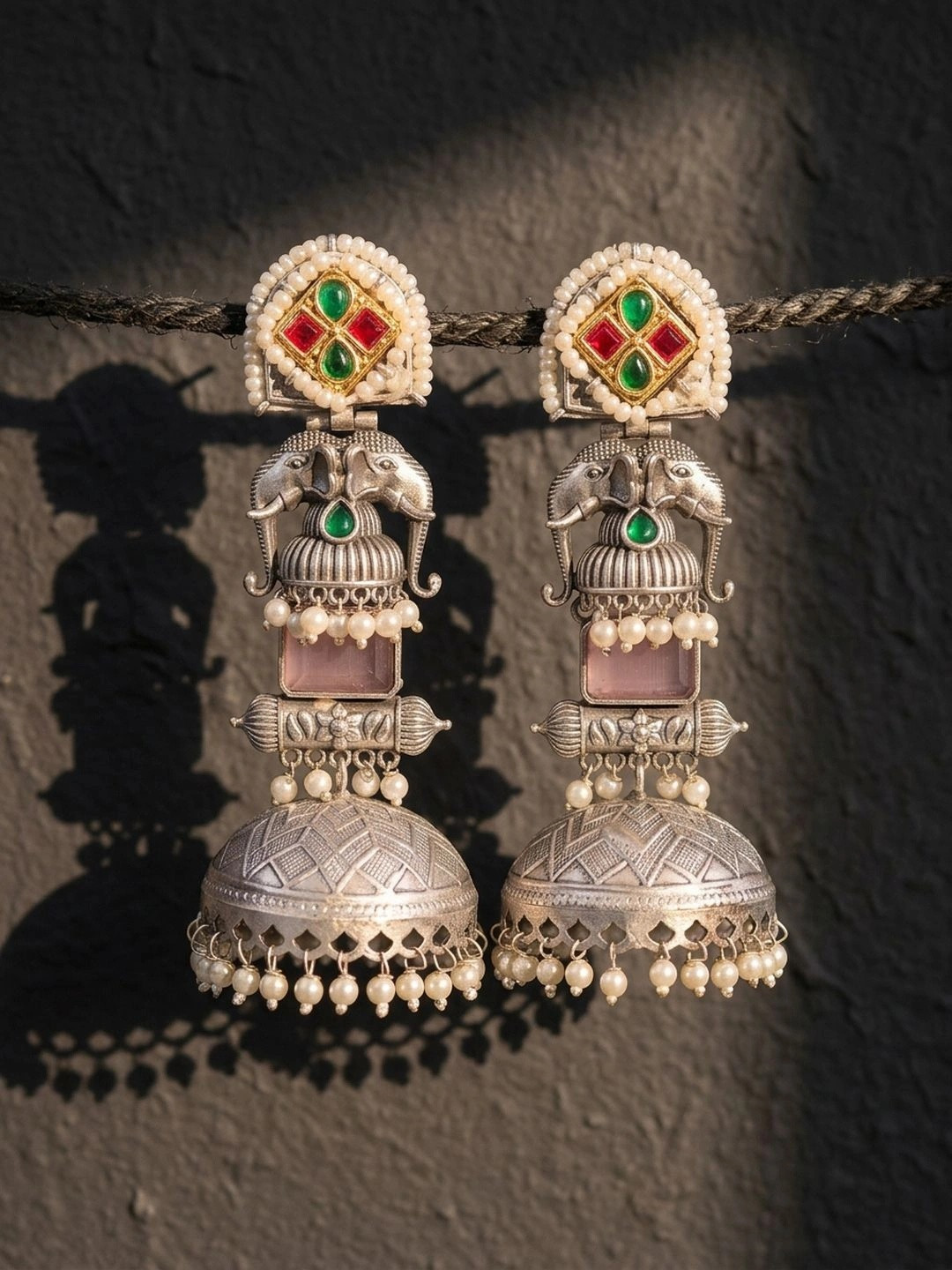 BELLORRE Geometric Jhumkas Earrings