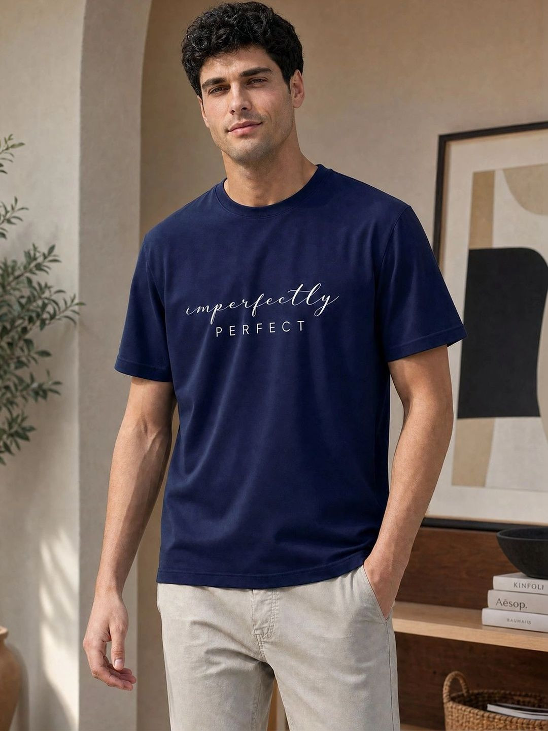 NOBERO Typography Printed Graphic Cotton Round Neck Short Sleeves T-shirt