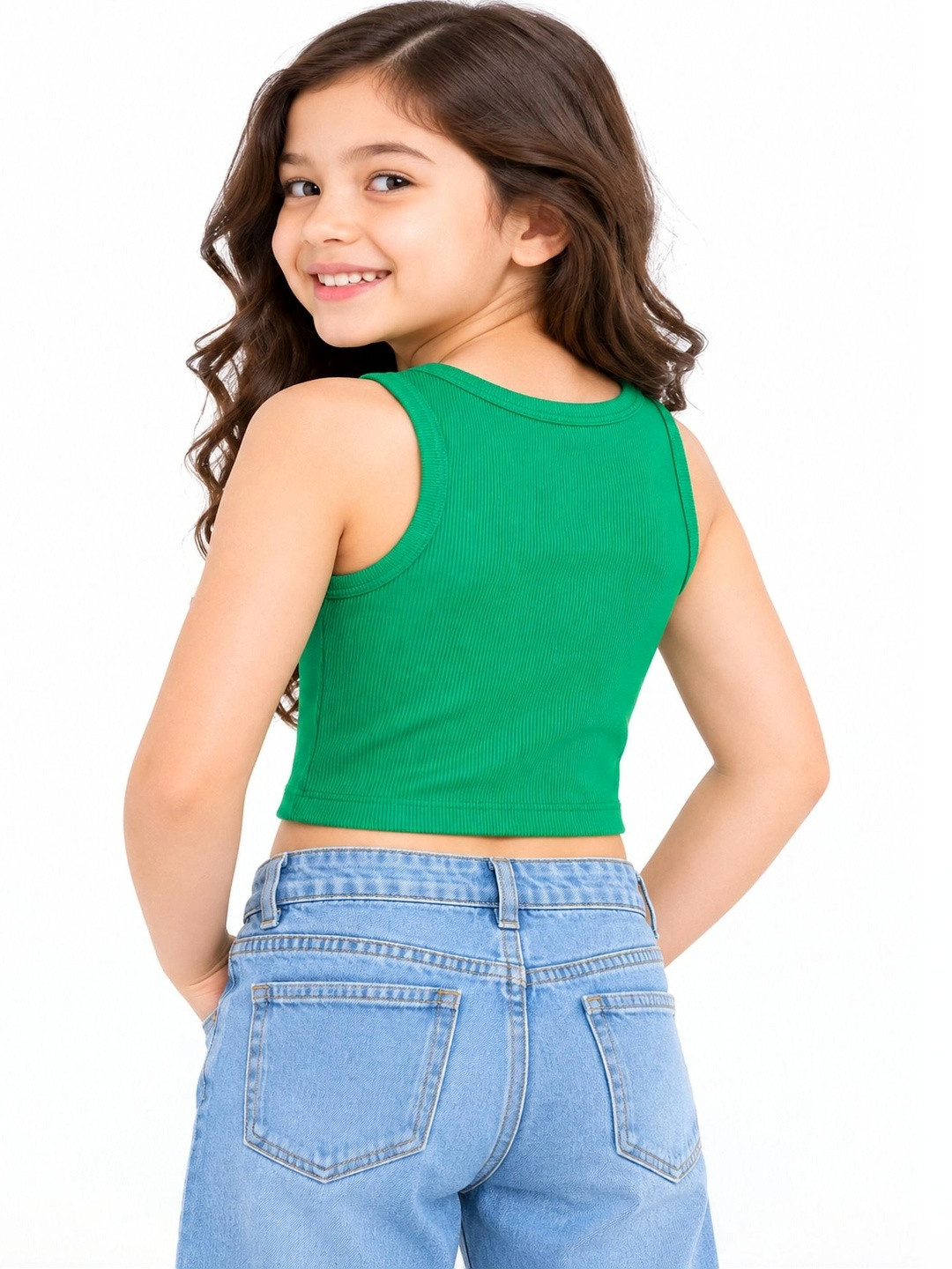 SPUNKIES Girls Cotton Blend Round Neck Sleeveless Tank Top