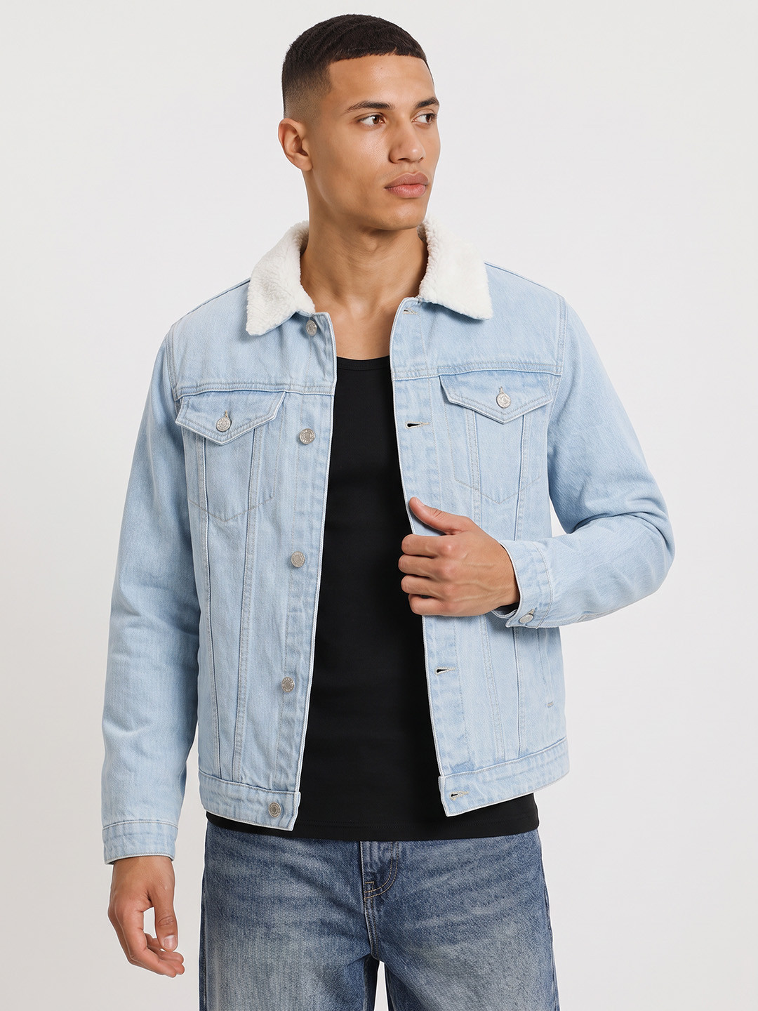 The Roadster Life Co. Faux Fur Trim Denim Jacket - Image 1