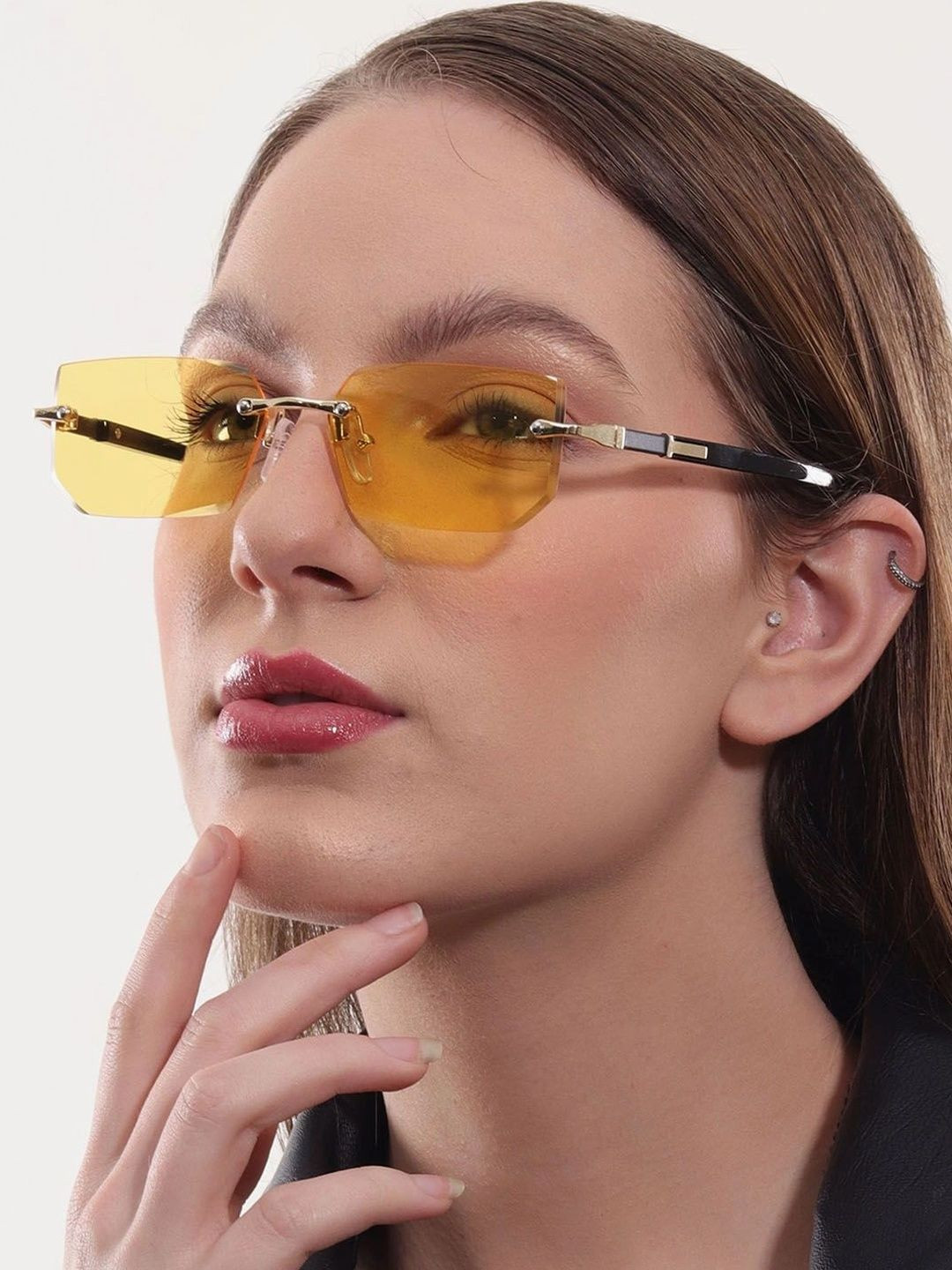 PELLE LUXUR Unisex Rectangle Sunglasses with UV Protected Lens PL25GS21