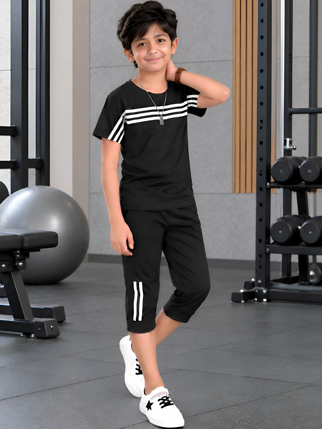 CUTE N TIGHT Boys Striped T-shirt With Pyjamas
