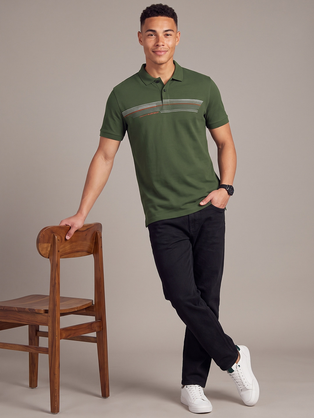 Allen Solly Men Striped Polo Collar T-shirt