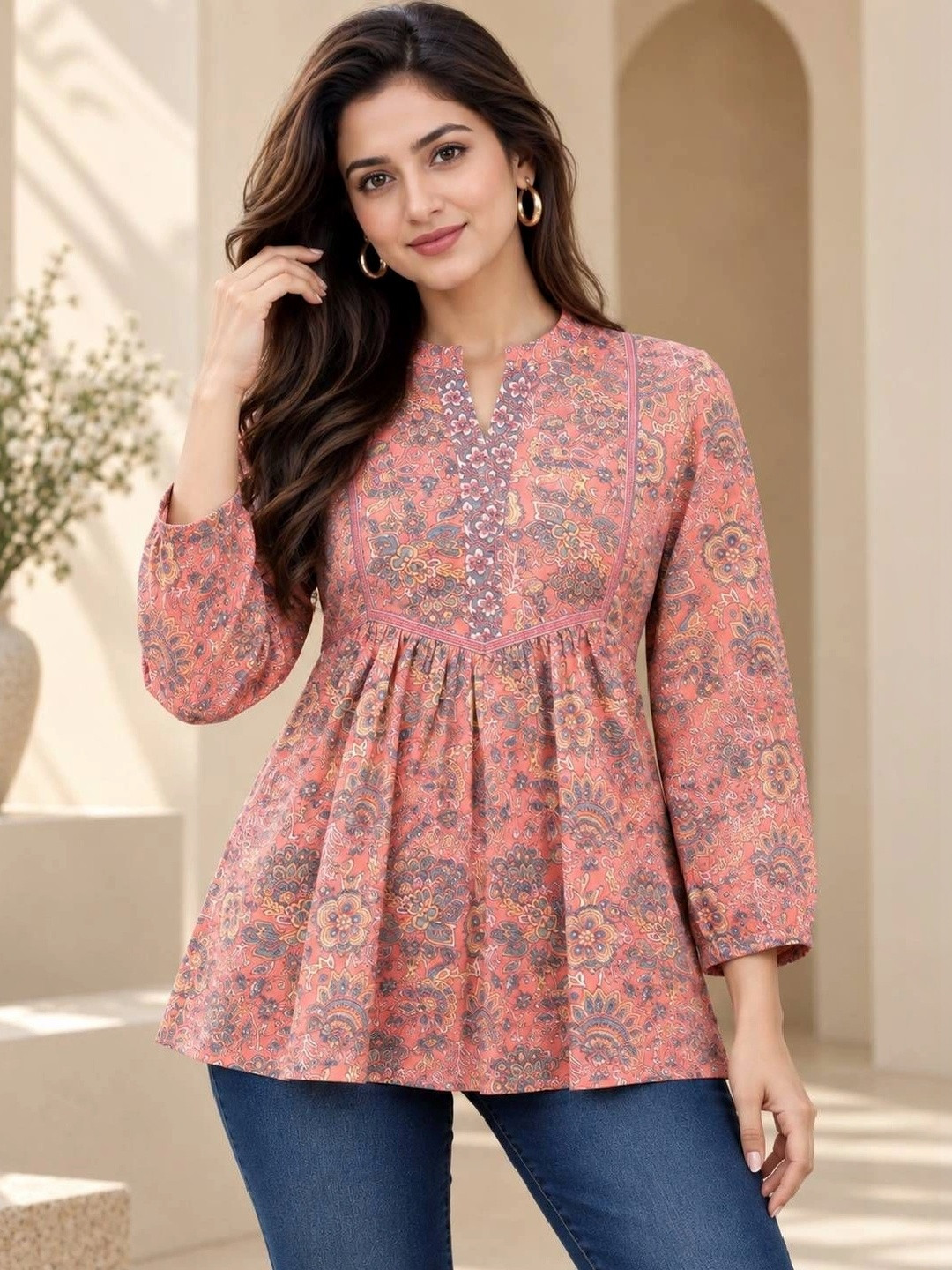 MEWEAR Floral Print Cotton Top