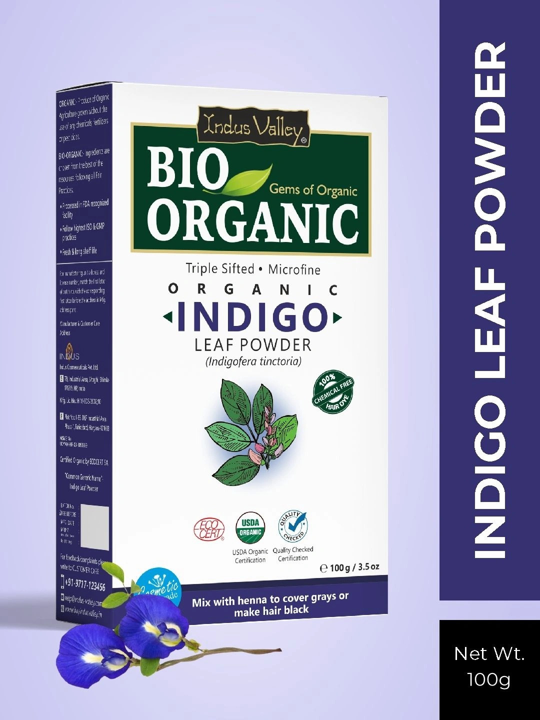 Indus Valley Unisex Bio Organic Indigo Leaf Powder-100g